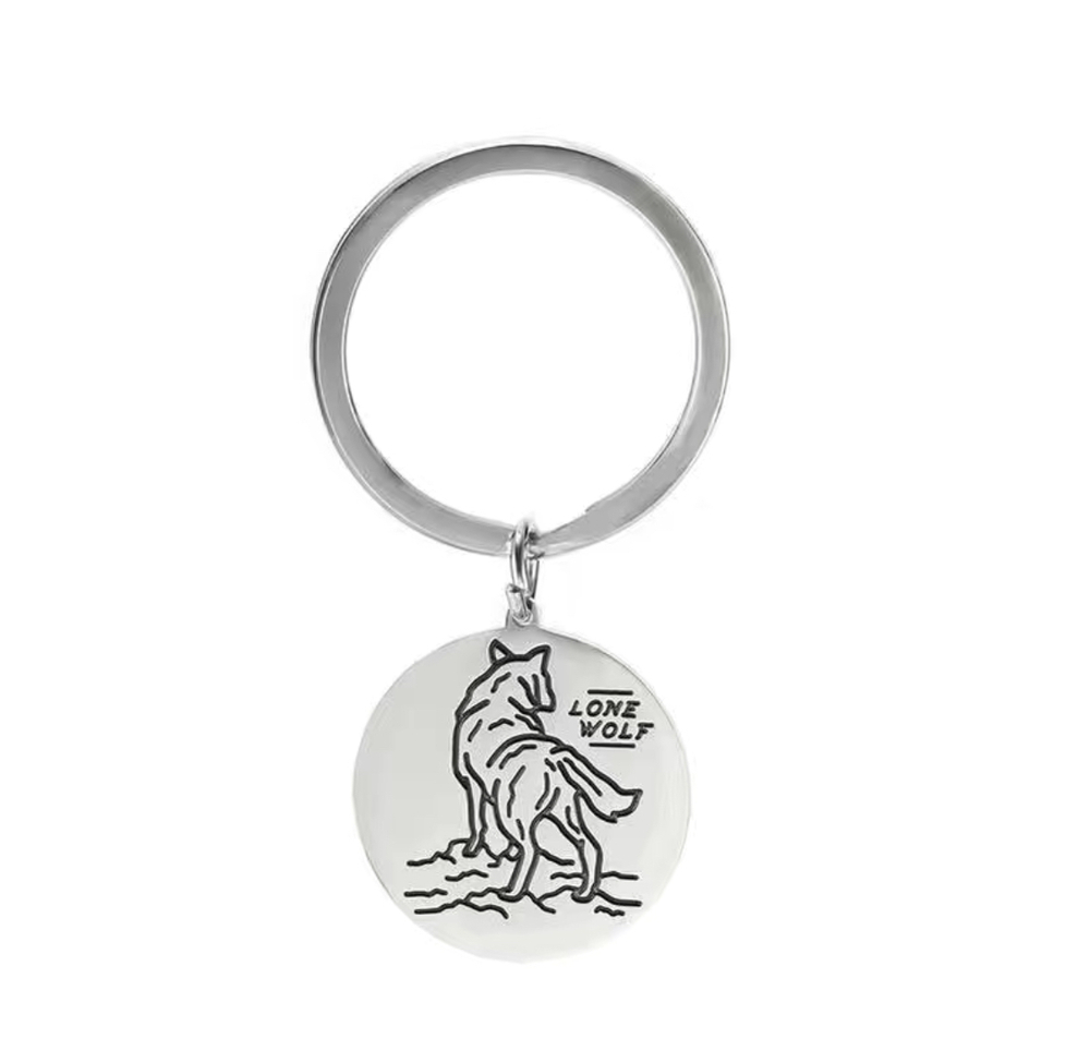 3/$25 Lone Wolf Stainless Steel Keychain NEW